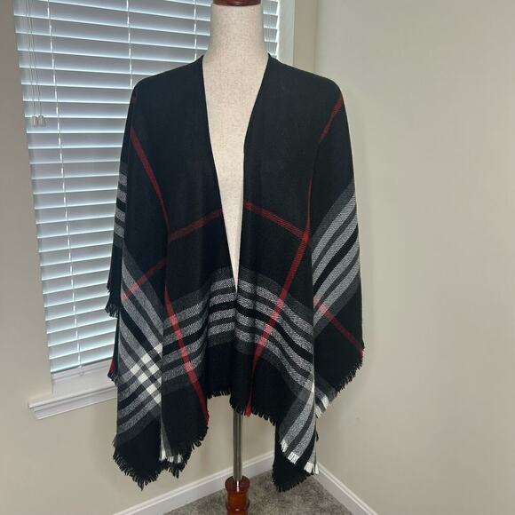 V.Frass Shawl/Cape/Wrap One Size Fits All Stripes Plaid Fall - Picture 1 of 5